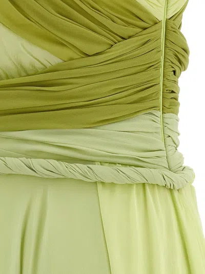 Giambattista Valli One-shoulder Silk Maxi Dress With Torch Detail In Green