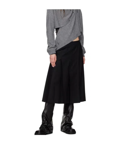Juunj Flannel Hidden Pleated Midi Skirt In Black