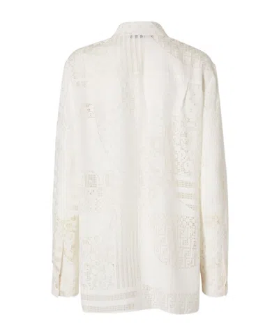 Fendi White Viscose And Silk Burnout Shirt In White