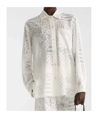 Fendi White Viscose And Silk Burnout Shirt In White