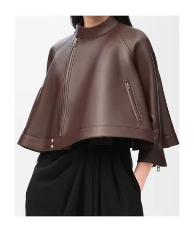 Loewe Trapeze Jacket In Nappa Lambskin In Brown