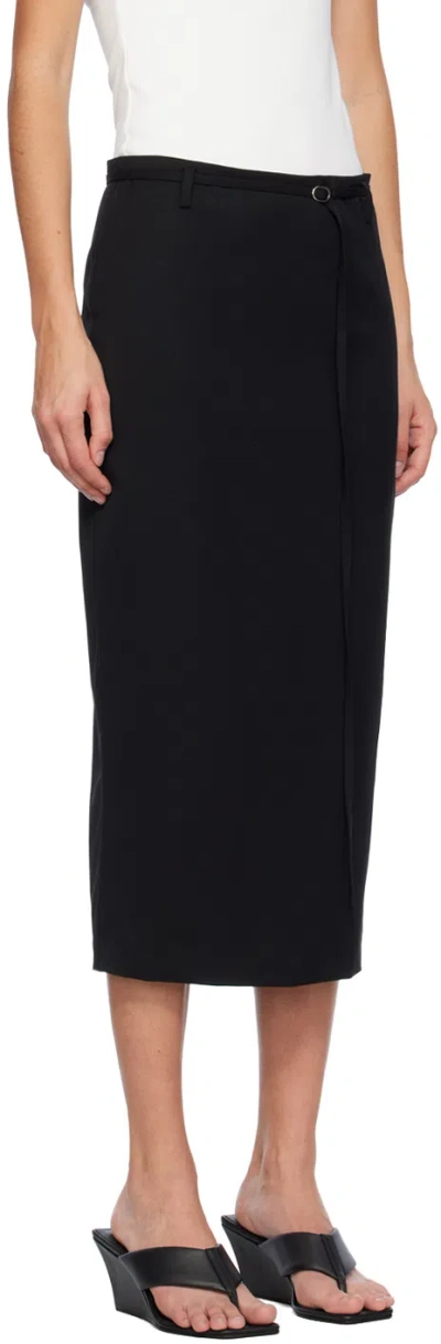 St Agni Low-waist Tailored Midi Skirt In Black