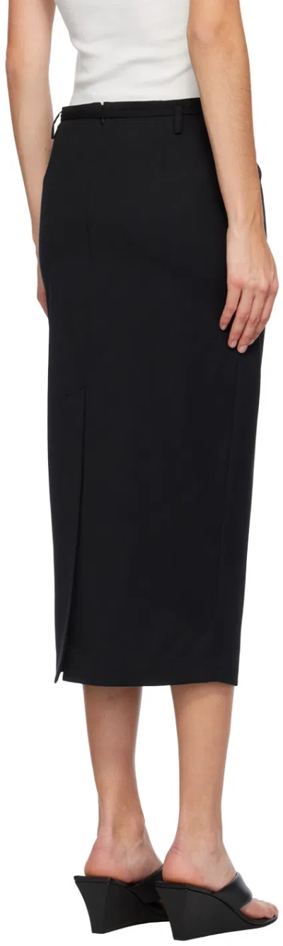 St Agni Low-waist Tailored Midi Skirt In Black