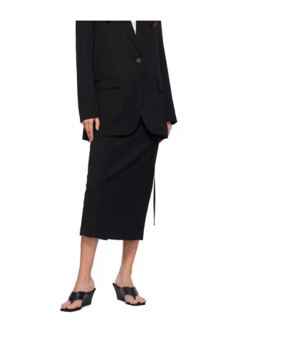 St Agni Low-waist Tailored Midi Skirt In Black