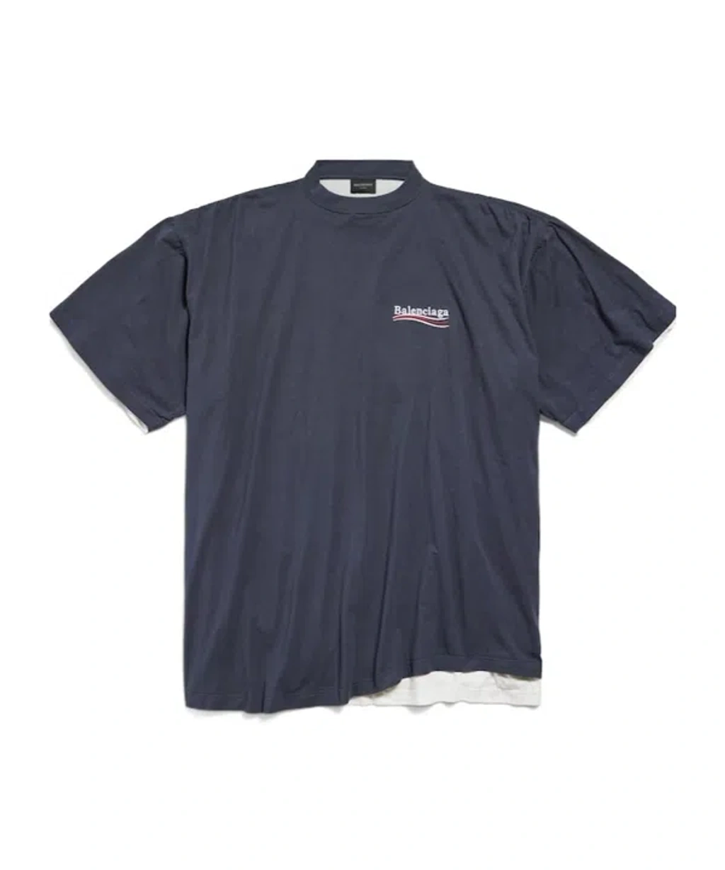 Tシャツ・カットソー BALENCIAGA OVER T-SHIRT POLITICAL CAMPAIGN DIRTY BLACK Men's Political Campaign T-shirt Large Fit in Black