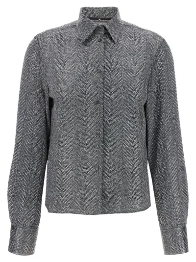 Ermanno Scervino Herringbone Shirt Adorned With Rhinestone Details