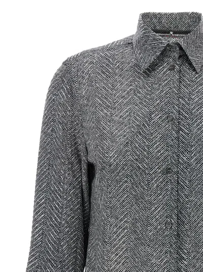 Ermanno Scervino Herringbone Shirt Adorned With Rhinestone Details