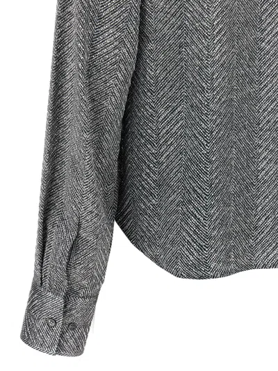 Ermanno Scervino Herringbone Shirt Adorned With Rhinestone Details