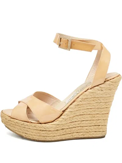 Pre-owned Jimmy Choo Patent-leather Wedge Sandals