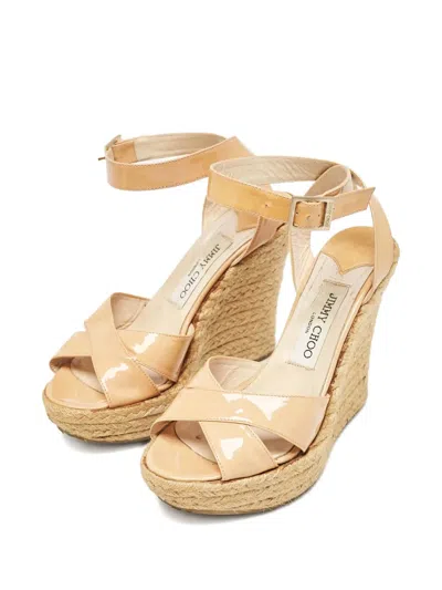 Pre-owned Jimmy Choo Patent-leather Wedge Sandals