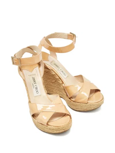Pre-owned Jimmy Choo Patent-leather Wedge Sandals
