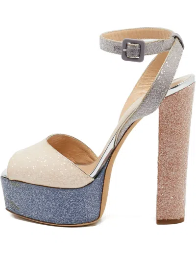 Pre-owned Giuseppe Zanotti Vintage Glitter Platform Sandals In Neutral