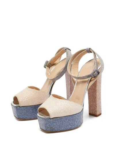Pre-owned Giuseppe Zanotti Vintage Glitter Platform Sandals In Neutral