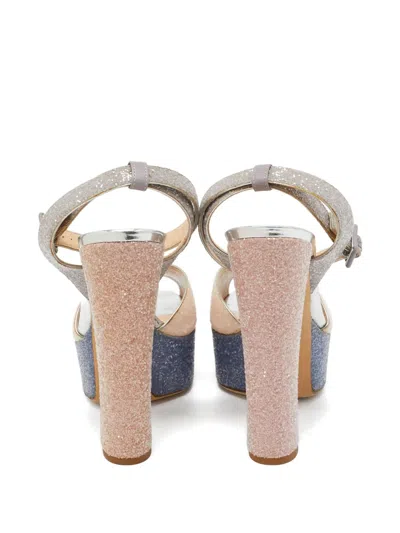 Pre-owned Giuseppe Zanotti Vintage Glitter Platform Sandals In Neutral