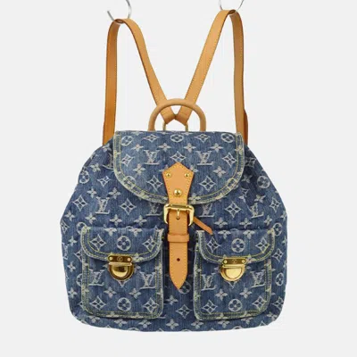 Pre-owned Louis Vuitton Blue Monogram Denim Sac A Dos Gm Backpack