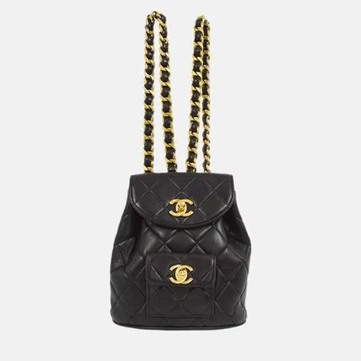 Pre-owned Chanel Black Lambskin Duma Backpack Small