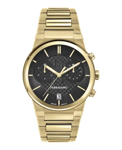 Ferragamo Sapphire Chrono Bracelet Watch In Gold