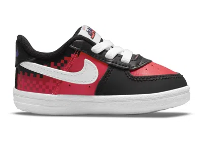 Pre-owned Nike Force 1 Crib Se White Sneakers In Siren Red/black/psychic Purple In Multi