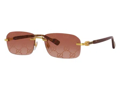 Pre-owned Gucci Square Sunglasses In Gold Yellow Red Gradient (gg1221s/004/56) In Multi
