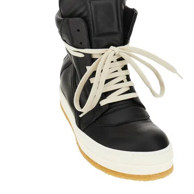 Rick Owens Creep Geobasket Leather Sneakers In Black