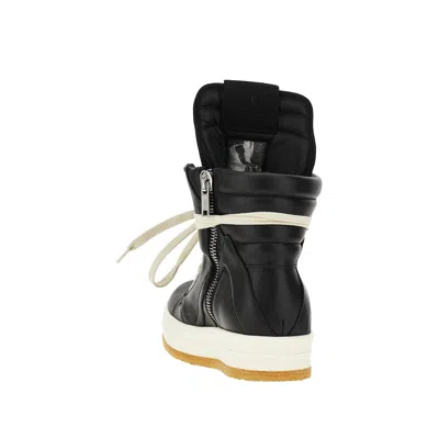 Rick Owens Creep Geobasket Leather Sneakers In Black