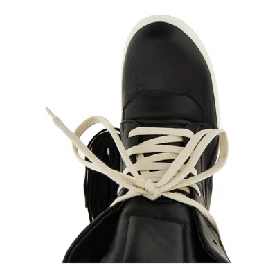 Rick Owens Creep Geobasket Leather Sneakers In Black