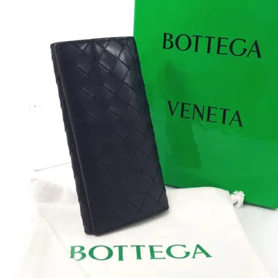 Pre-owned Bottega Veneta Black Leather Long Bill Wallet (bi-fold) ()