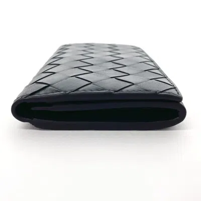 Pre-owned Bottega Veneta Black Leather Long Bill Wallet (bi-fold) ()