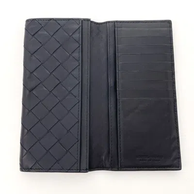 Pre-owned Bottega Veneta Black Leather Long Bill Wallet (bi-fold) ()