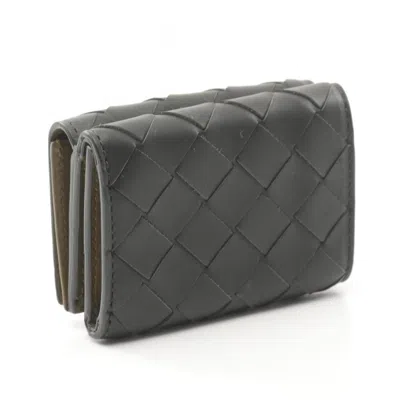 Pre-owned Bottega Veneta Black Leather Wallet (tri-fold) ()