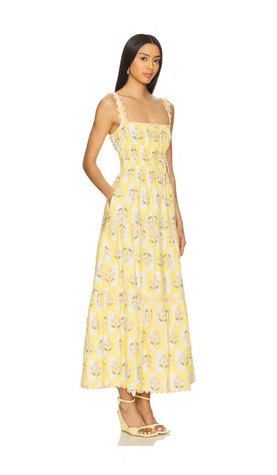Saylor Zarina Floral Block Print Midi Dress Multi In Yellow
