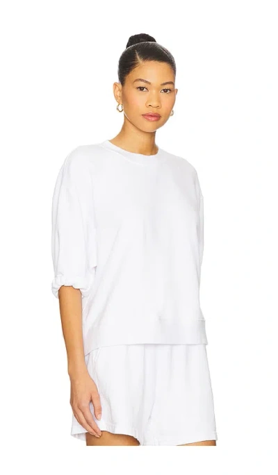 Perfectwhitetee Rebecca French Terry Puff Sleeve Sweatshirt In White In White