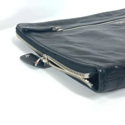 Pre-owned Bvlgari Black Leather Clutch Bag Pouch ()