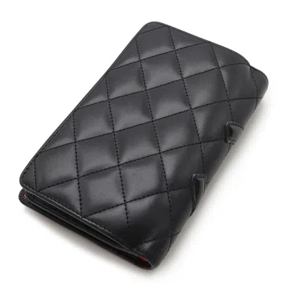 Pre-owned Chanel Black Pink Cambon Ligne Wallet (bi-fold) () In Multi