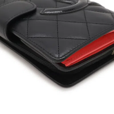 Pre-owned Chanel Black Pink Cambon Ligne Wallet (bi-fold) () In Multi