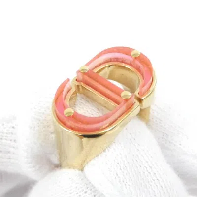 Pre-owned Dior Christian  Gold Pink Band Ring ()