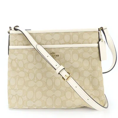 Pre-owned Coach Beige Ivory Canvas Leather Shoulder Bag ()
