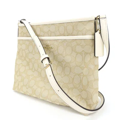 Pre-owned Coach Beige Ivory Canvas Leather Shoulder Bag ()