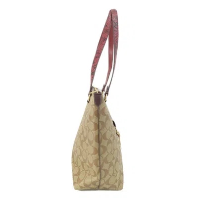 Pre-owned Coach Signature Brown Signature Line Tote Bag ()