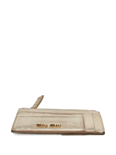Pre-owned Miu Miu Leather Zip Card Holder
