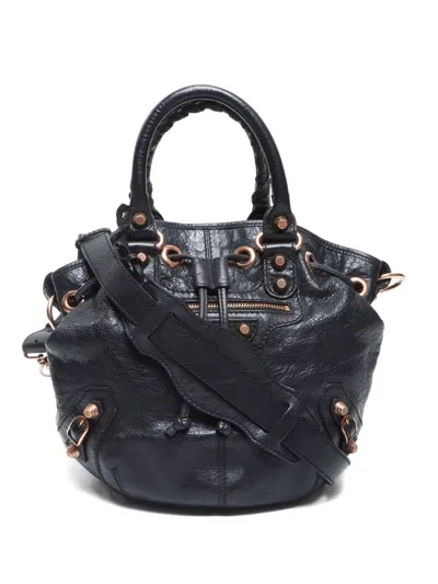 Pre-owned Balenciaga 2010-2020 Pompon Leather Tote Bag In Black