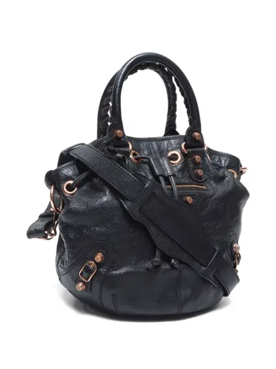 Pre-owned Balenciaga 2010-2020 Pompon Leather Tote Bag In Black
