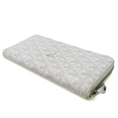 Pre-owned Goyard Matignon Gray Off-white White Coated Canvas Long Wallet (bi-fold) ()