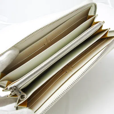 Pre-owned Goyard Matignon Gray Off-white White Coated Canvas Long Wallet (bi-fold) ()