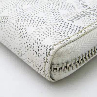Pre-owned Goyard Matignon Gray Off-white White Coated Canvas Long Wallet (bi-fold) ()