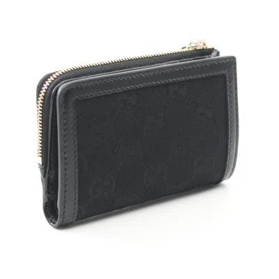Gucci Black Gg Canvas Leather Wallet (bi-fold)