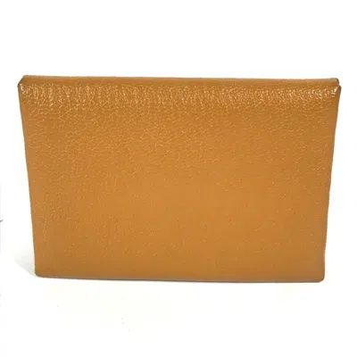 Pre-owned Hermes Beige Pink Chevre Leather Coin Purse/coin Case ()