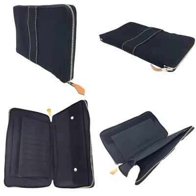 Pre-owned Hermes Black Canvas Long Wallet (bi-fold) ()