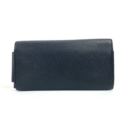 Pre-owned Hermes Black Epsom Leather Long Wallet (bi-fold) ()