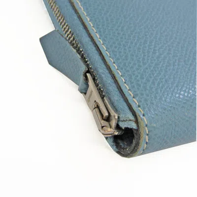 Pre-owned Hermes Azap Blue Epsom Leather Long Wallet (bi-fold) ()